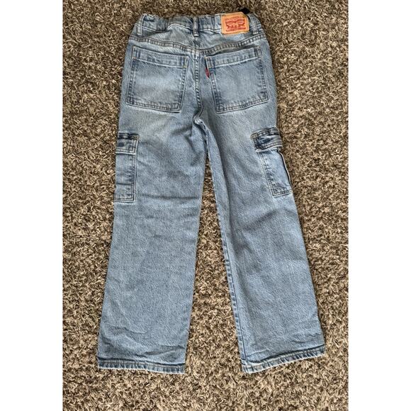 Levi’s Girls Wide Leg Cargo Jeans Pants Size 7 Elastic Waist Baggy Style - Picture 3 of 5